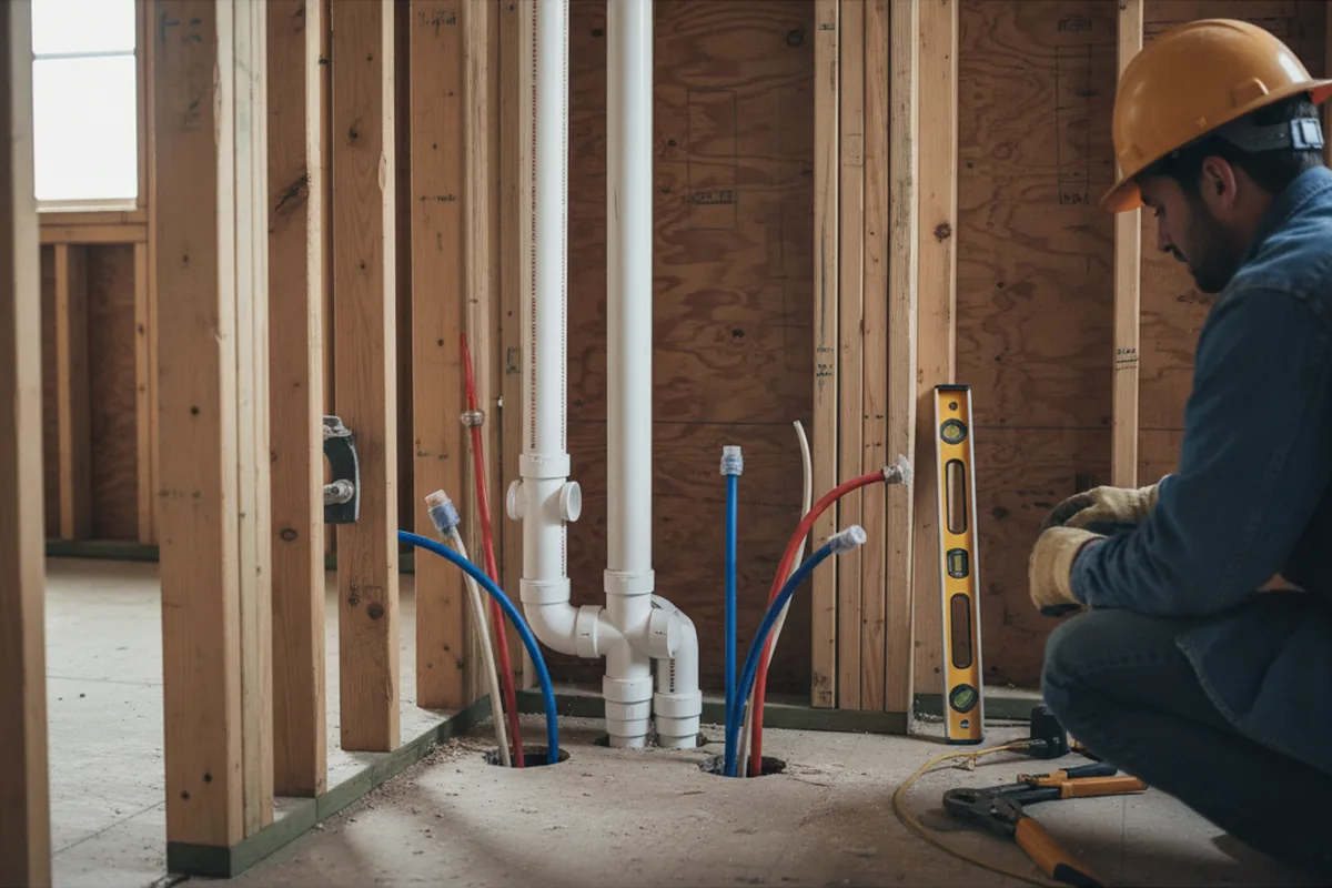 Drain and supply rough-in during Garbage Disposal Repair in Vader