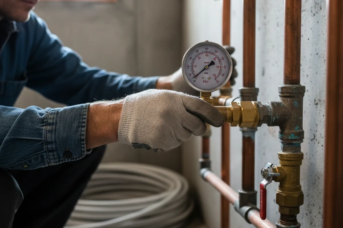 Pressure testing a repaired line during Water Line Repair in Vader
